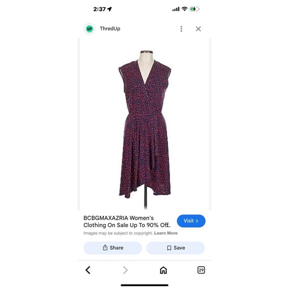 BCBG MAXAZRIA Navy & Red Polka-Dot "Like" Pattern Knee Dress, Sz S #1482 - Picture 15 of 16